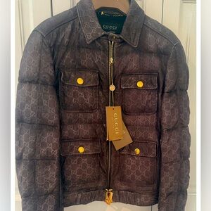 Gucci embossed GG leather jacket